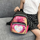 Small Travel Knapsack Sequins Heart Horse Pattern Backpacks Women Kids Rucksack