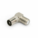Right Angled Aerial Male Adapter Satellite Coax Connectors F Female To TV Male