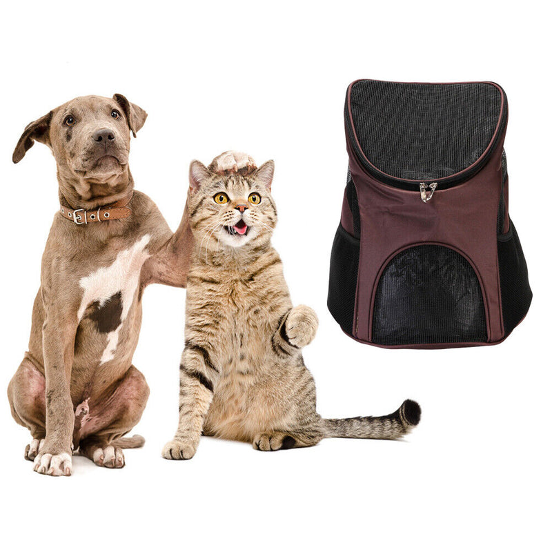 Pet Cat Carrier Backpack Breathable Travel Outdoor Shoulder Carry (Coffee) Newly