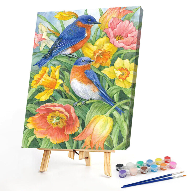 Frameless Bird Flower Oil Paint By Numbers Kit DIY Acrylic Handmade Handicraft