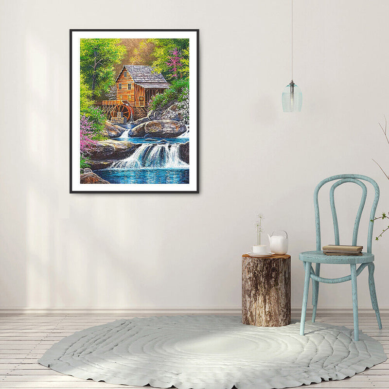 Diamond Painting Kit House Waterfall Full Round Rhinestone DIY Home Decorations