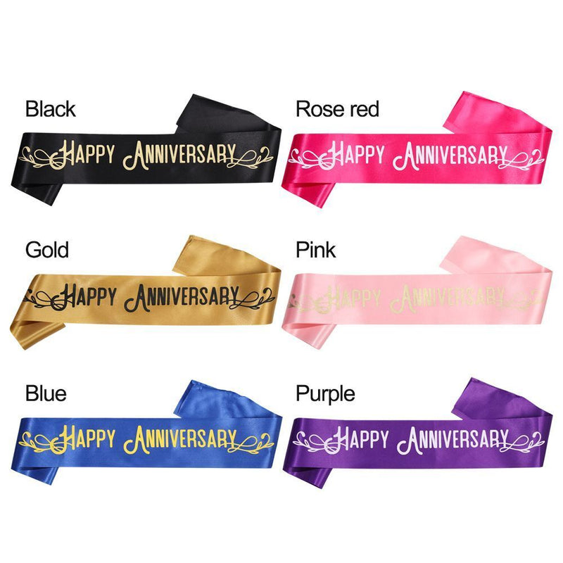 Decors Satin Sash Anniversary Celebration Happy Anniversary Shoulder Strap