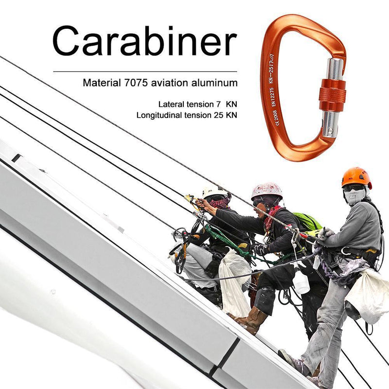 25KN Rock Climbing Carabiner D-Shaped Hot-Forged Magnalium Locking Climbing Hook