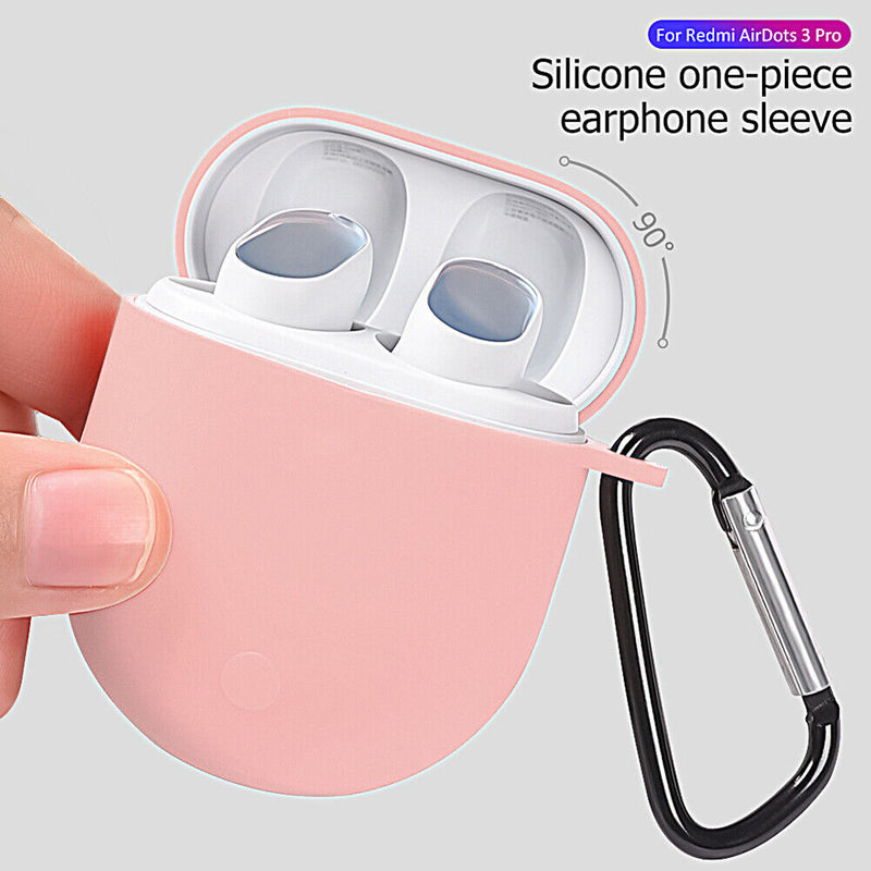 For Redmi AirDots 3 Pro Silicone Protective Case Cover with Keychain (Pink)