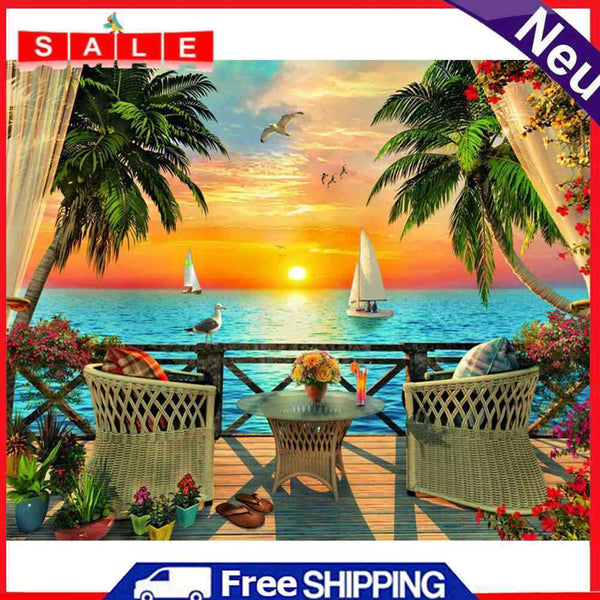 DIY 5D Diamond Painting Full Round Mosaic Sunset Handmade Picture Home Decor