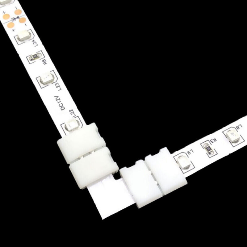 10Pcs 10mm RGB 4 Pin L Shape 90 Degree Solderless Connectors For 5050 12V LED