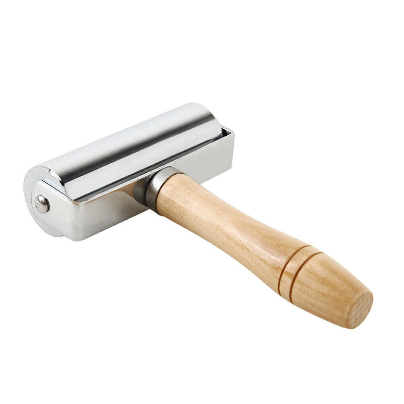 Wooden Handle Steel Leather Craft Glue Laminating Roller DIY Hand Crease Tool