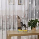 Leaf Print Tulle Voile Curtains Window Door Curtain for Living Room (White)