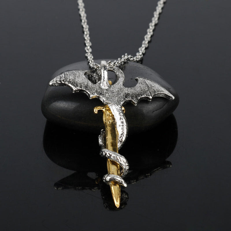 Men Women Glow In The Dark Chain Luminous Dragon Sword Necklace Choker Pendant