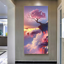 Tree on Cliff Oil Paint By Numbers Kits Canvas Picture Wall Art DIY Craft Color