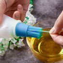 Silicone Oil Bottle with BBQ Grill Oil Brush Baking Kitchen Tools (Blue)