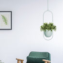 Nordic Hanging Iron Flower Pot Garden Succulent Chain Hanger Basket (Green)
