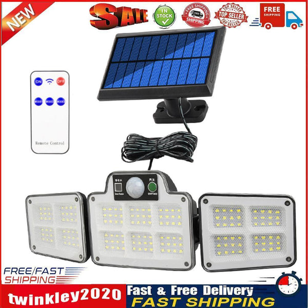 LED Wall-Mounted Solar 3 Head Motion Sensor Garden Outdoor Light (168LED) Newly