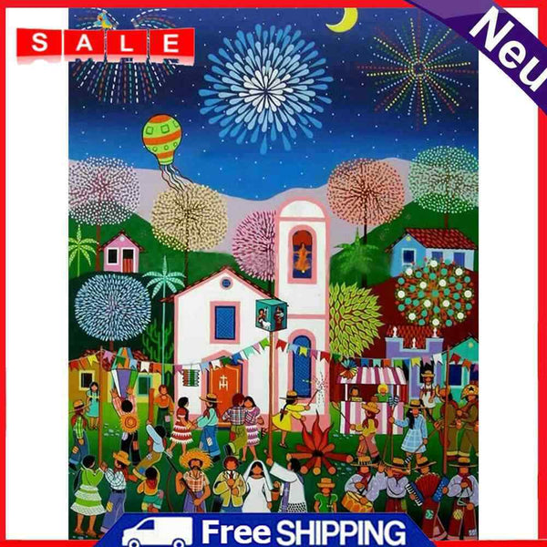 Frameless Digital Oil DIY Nature House Paint By Numbers Hand Painted Picture Kit