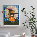 Bedroom Canvas Picture Mosaic Full Round Craft Little Witch Cat Diamond Painting