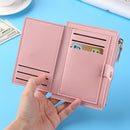 Women Fashion ID Card Multi-slot Wallet PU Leather Mini Purse Zipper Card Hol