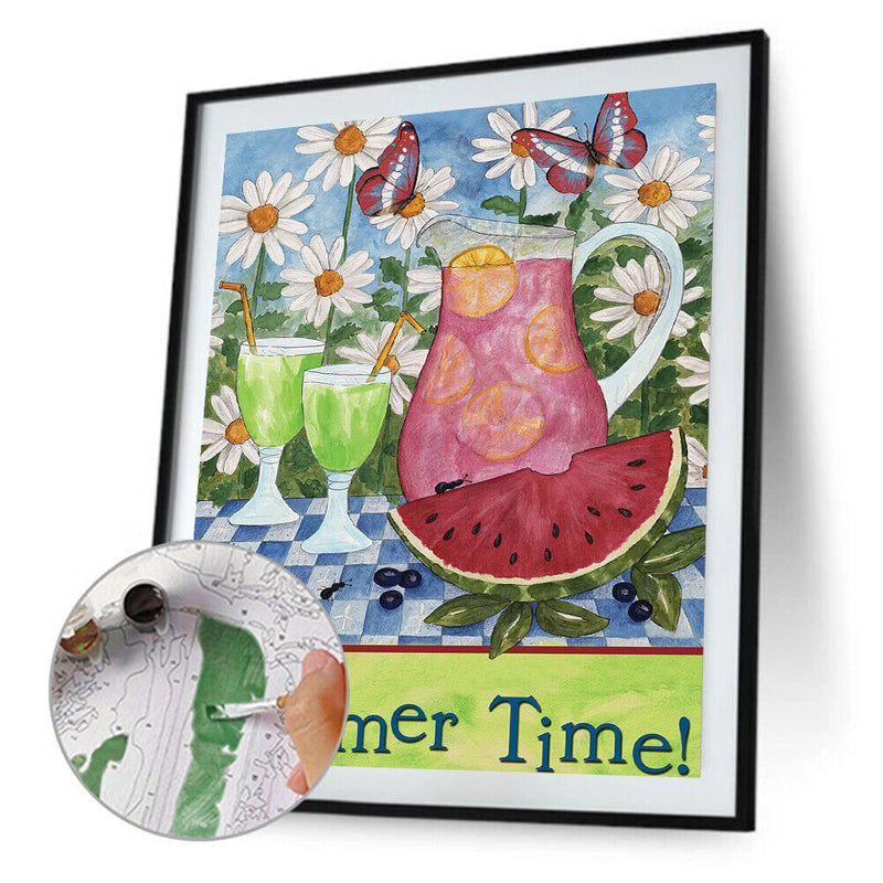 Summer Oil Paint By Numbers DIY Handpainted on Canvas Wall Art Picture Crafts