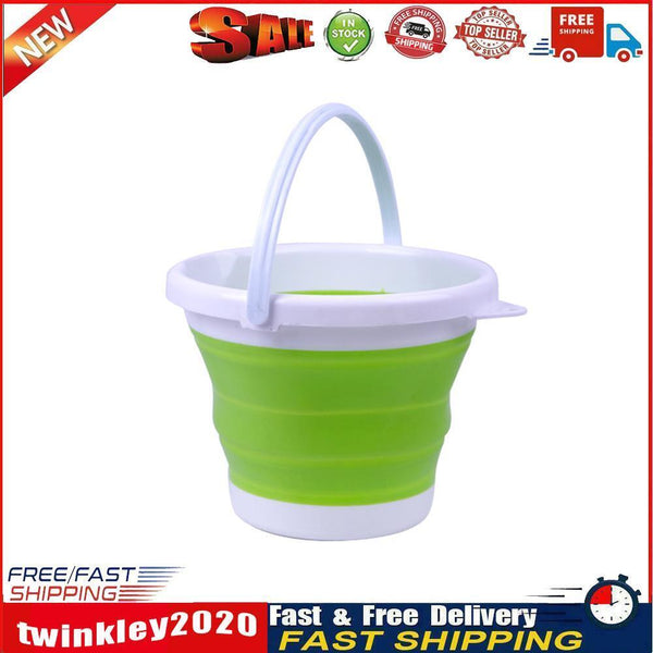 Collapsible Bucket Portable Outdoor Fishing Car Washing Basin (Green 3L) Newly