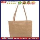 Large Capacity Woven Handbag Women Straw Fashion Leather Splicing Shoulder Bags