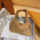 Women Plush Fur Armpit Bag Lady Winter Zipper Small Shoulder Bag (Brown)