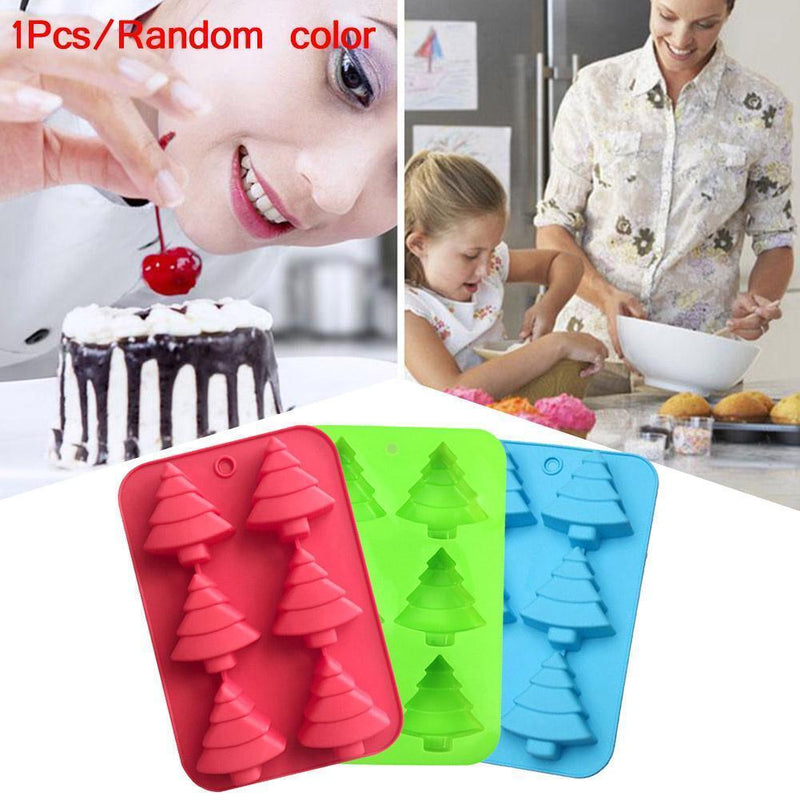 Silicone Christmas Tree Baking Mould DIY Chocolate Cake Tray Ice Wax Molds U3C9