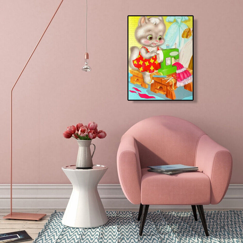 5D DIY Diamond Painting Kitten Sewing Embroidery Full Drill Cross Stitch Mosaic