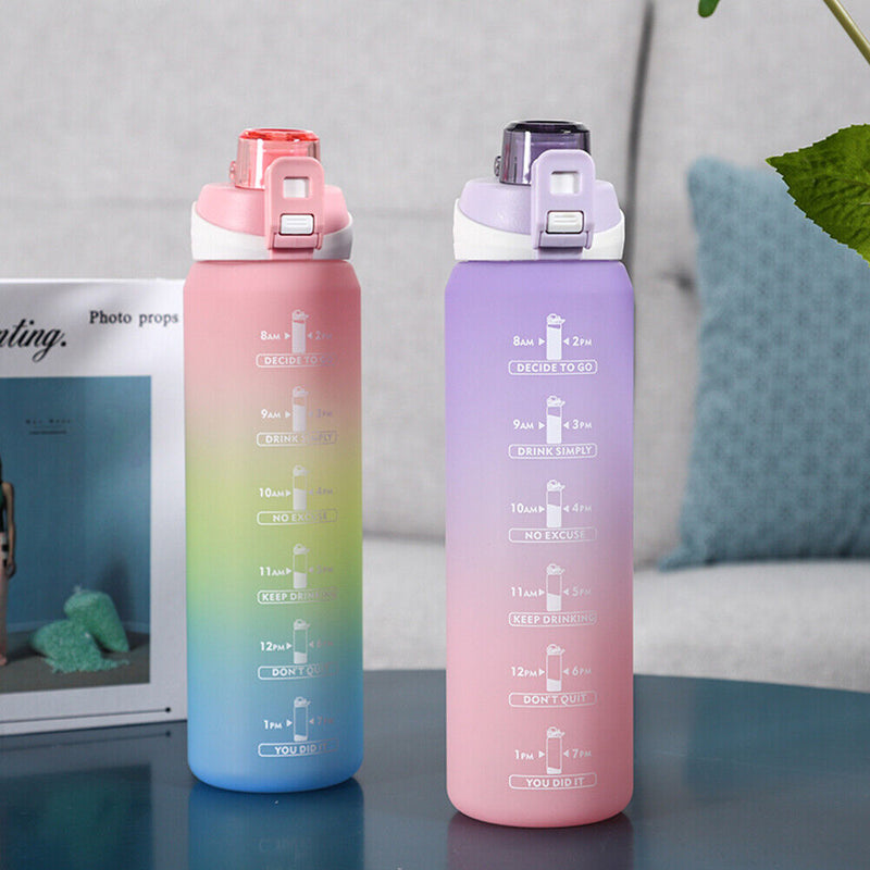 1000ML One-button Lock Sports Water Cup Leak-proof for Gym Outdoor (Purple)