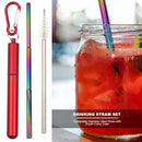 Outdoor Reusable Collapsible Drinking Straw Suit with Cleaning Brush (C) Newly