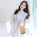 Summer Women Mini Straw Crossbody Bags Woven Phone Wallet (Camel no Buckle)