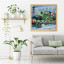 14CT Full Embroidery Christmas Train Cotton Printed Cross Stitch Home Decoration