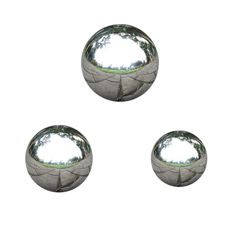 Stainless Steel Hollow Gloss Ball Reflective Metal Mirror Ball 3pcs(100mm)