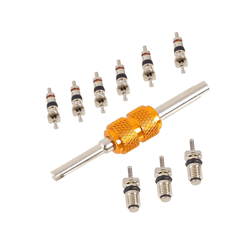 9pcs R134a Car A/C Valve Cores R-134a with Valve Core Remover Installer Tool