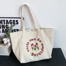 Women Canvas Shoulder Bags Letter Tulip Prints Large Capacity Lady Tote Handbags