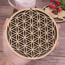 Flower of Life Shape Wooden Wall Sign Slice Wood Base Flower Of Life Energy Mat