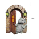 Dinosaur Climbing Windows Sculpture Garden Dragon Opening Door Statue (B) Newly