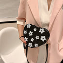 PU Leather Women Heart-shaped Crossbody Bag Women Flower Printed Purse Handbags