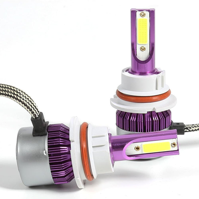 1 Pair COB LED Car Headlight Bulbs 72W 6500K Auto Headlamp Fog Light IP67 Purple
