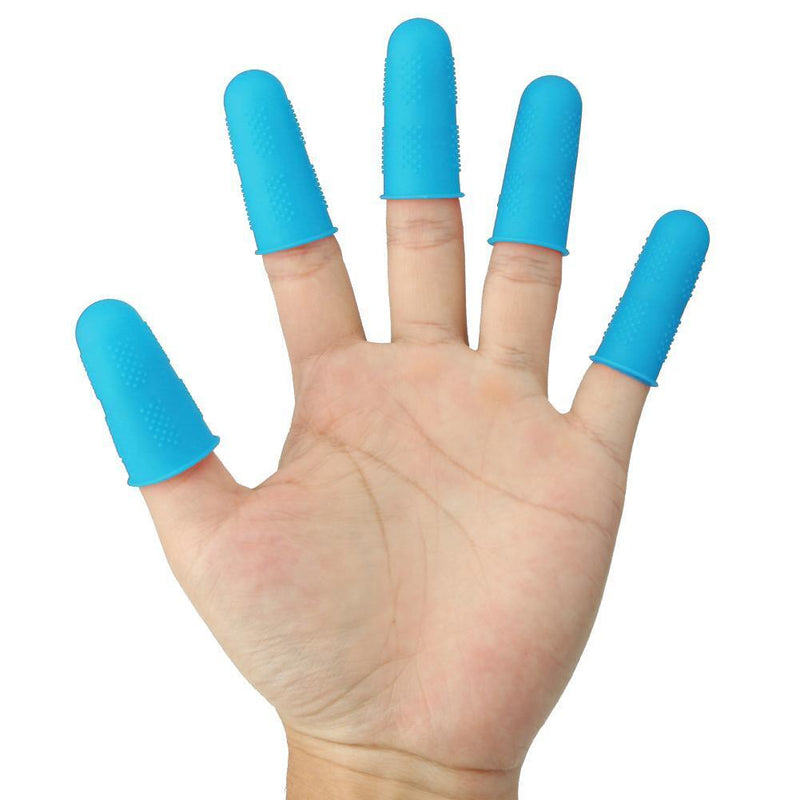 Anti-slip Hot Glue Gun Finger Caps Silicone Finger Cover Sleeve (Blue 5pcs)