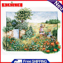 11CT 3 Beach Printed Full Embroidery Back Garden Needlework Cross Stitch Kit