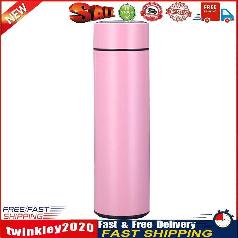 500ml Double-Layer Intelligent Temperature Insulation Water Bottle (Pink) Newly