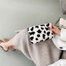 Fashion Cow Zebra Pattern Plush Purses Card Holder Wallet Women Clutches Handbag