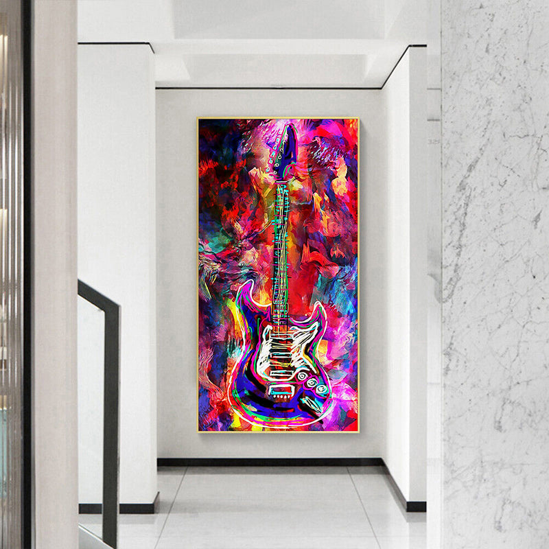 Abstract Guitar Oil Paint By Numbers Kit DIY Handpainted on Canvas Wall Unframed