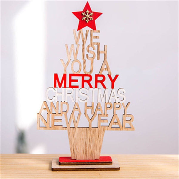Xmas Desktop Decorations Desk Wood Craft Wooden Ornaments Christmas Table Decor