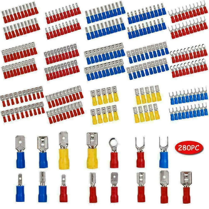 280PCS Assorted Crimp Spade Terminal Insulated Electrical J7Y1 A3 Connector U3U4