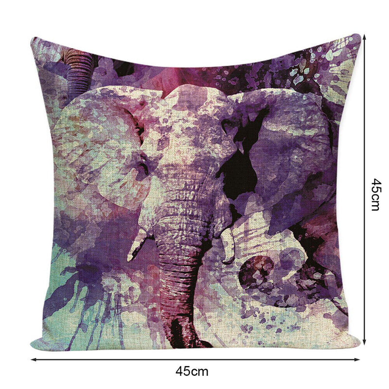 Elephant Printed Linen Pillowcase Soft Sweat-Absorbing Sofa Bed Cushions Covers