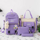 Women Cute Canvas Hit Color Composite Bags Pencil Case Backpack Messenger Bag
