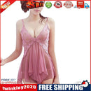 Sexy Lady Deep V Neckline Short Nightdress Lace Nightwear Perspective