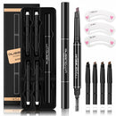 Eyebrow Pencil With 5 Colors Refill Lead 3 Pcs Eyebrow Stencils Brow Tattoo Pen