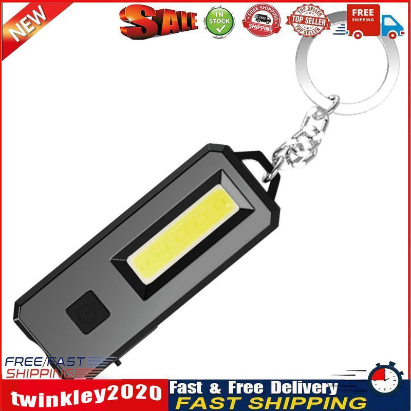 COB LED Mini Flashlight Keychain Outdoor Waterproof Pocket Work Lamp Black Newly