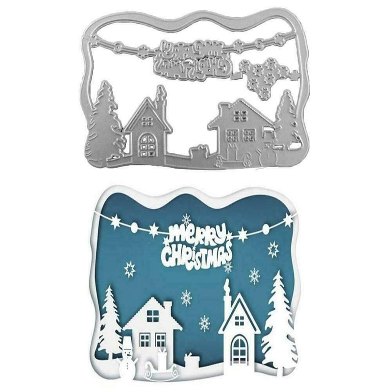 Metal Cutting Dies Cut Die Christmas Scene Scrapbook Stencil Paper Craft I4I6